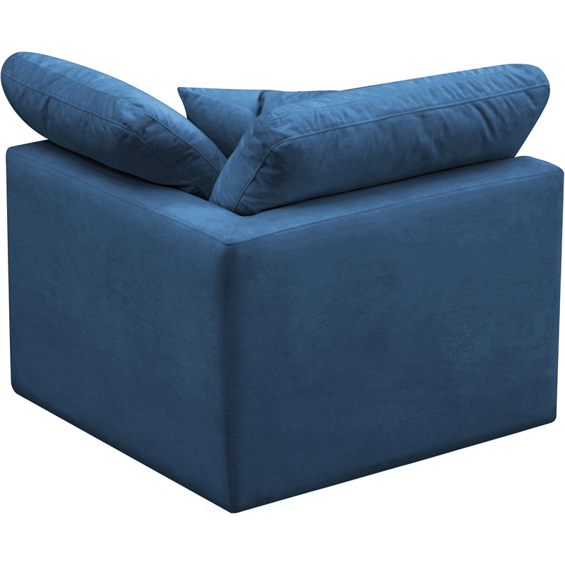 Maklaine Contemporary Standard Navy Velvet Modular Corner Chair