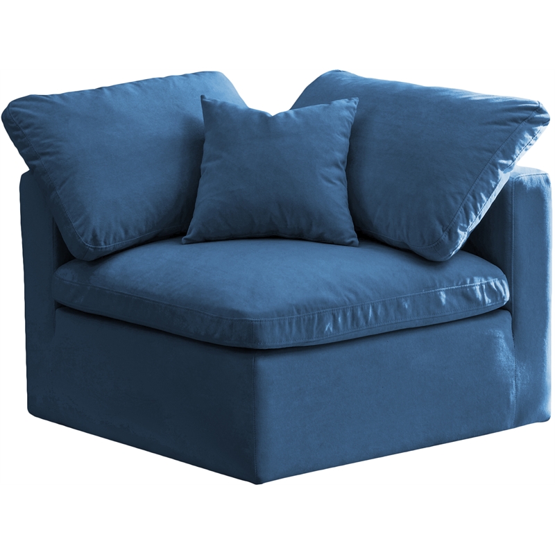 Maklaine Contemporary Standard Navy Velvet Modular Corner Chair