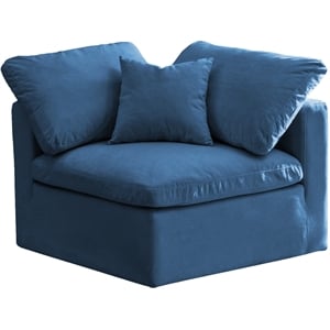 Maklaine Contemporary Standard Navy Velvet Modular Corner Chair