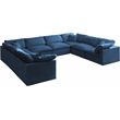 Maklaine Contemporary Standard Navy Velvet Modular Sectional