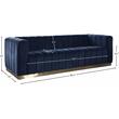 Maklaine Contemporary Deep Channel Tufted Upholstered Navy Velvet Sofa