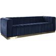 Maklaine Contemporary Deep Channel Tufted Upholstered Navy Velvet Sofa