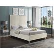 Maklaine Contemporary Deep Detailed Channel Tufted Cream Velvet Full Bed