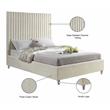Maklaine Contemporary Deep Detailed Channel Tufted Cream Velvet Full Bed