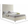 Maklaine Contemporary Deep Detailed Channel Tufted Cream Velvet Full Bed