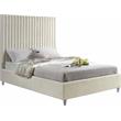 Maklaine Contemporary Deep Detailed Channel Tufted Cream Velvet Queen Bed