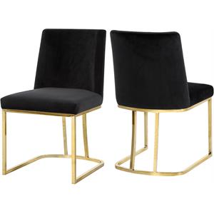 Maklaine Contemporary Upholstered Black Velvet Dining Chair (Set of 2)