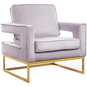 Maklaine Modern Pink Velvet Accent Chair with Gold Iron Base