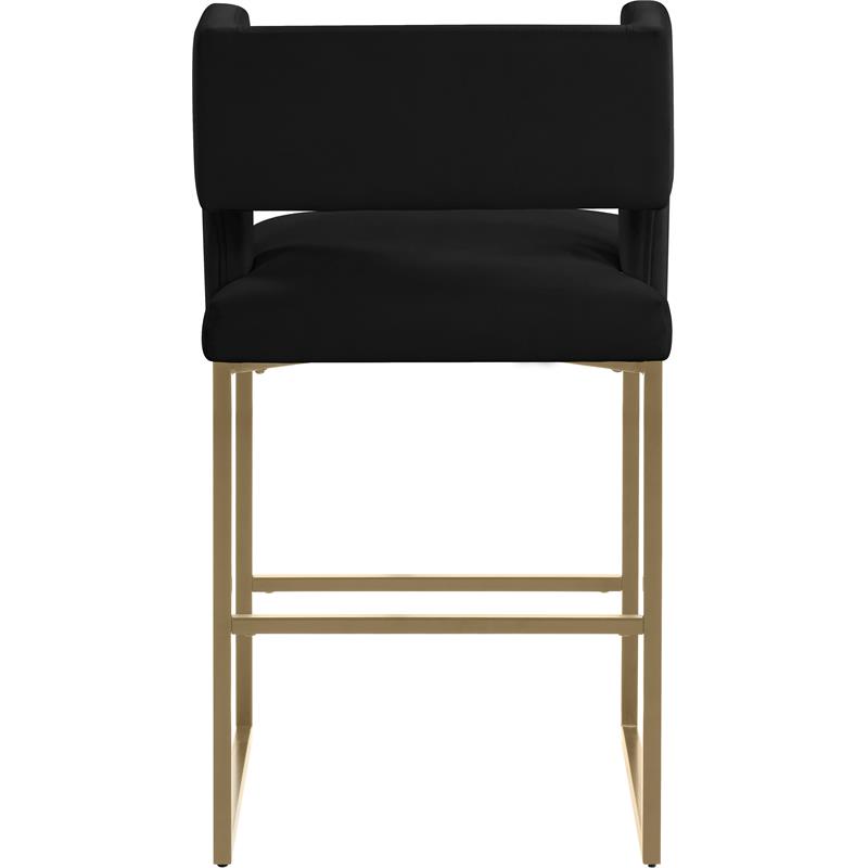 Maklaine Contemporary Soft Black Velvet Counter Stool (Set of 2)