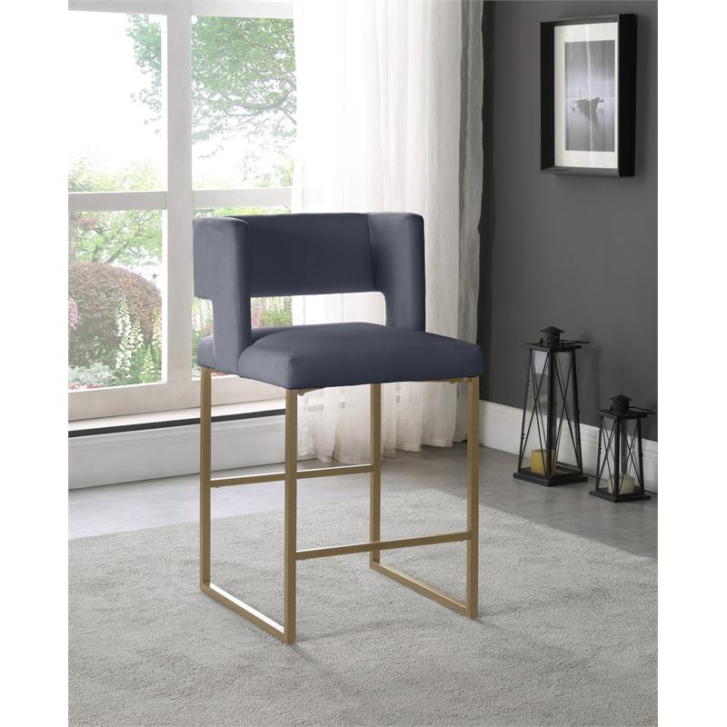 Maklaine Contemporary Soft Gray Velvet Counter Stool (Set of 2)