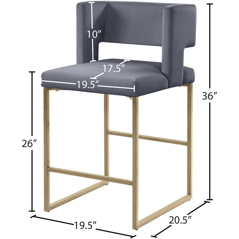 Maklaine Contemporary Soft Gray Velvet Counter Stool (Set of 2)