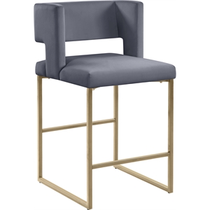 Maklaine Contemporary Soft Gray Velvet Counter Stool (Set of 2)