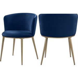 Maklaine Contemporary Soft Navy Velvet Dining Chair (Set of 2)