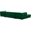 Maklaine Contemporary Deep Biscuit Tufted Green Velvet 3pc. Sectional