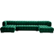 Maklaine Contemporary Deep Biscuit Tufted Green Velvet 3pc. Sectional