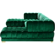 Maklaine Contemporary Deep Biscuit Tufted Green Velvet 3pc. Sectional