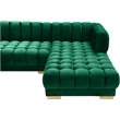 Maklaine Contemporary Deep Biscuit Tufted Green Velvet 3pc. Sectional