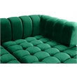 Maklaine Contemporary Deep Biscuit Tufted Green Velvet 3pc. Sectional