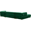 Maklaine Contemporary Deep Biscuit Tufted Green Velvet 3pc. Sectional