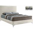 Maklaine Cream Velvet Queen Bed with Gold & Chrome Legs Included