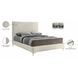 Maklaine Cream Velvet Queen Bed with Gold & Chrome Legs Included