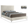 Maklaine Cream Velvet Queen Bed with Gold & Chrome Legs Included