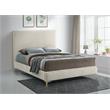 Maklaine Cream Velvet Queen Bed with Gold & Chrome Legs Included