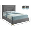 Maklaine Gray Velvet Full Bed with Gold/Chrome Legs Included