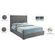 Maklaine Gray Velvet Full Bed with Gold/Chrome Legs Included