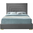 Maklaine Gray Velvet Full Bed with Gold/Chrome Legs Included