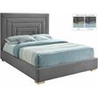 Maklaine Gray Velvet Full Bed with Gold/Chrome Legs Included