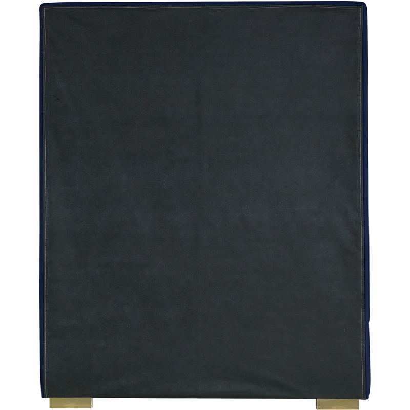 Maklaine Navy Velvet Twin Bed with Gold/Chrome Legs Included