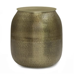 Maklaine 19&quot Contemporary Metal Storage End Table in Antique Gold