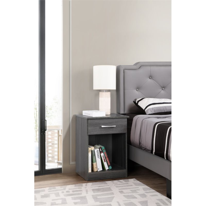 Maklaine Modern / Contemporary 1 Drawer RTA Nightstand in Gray