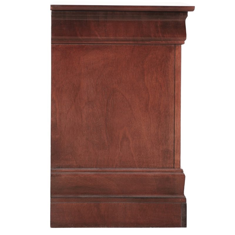 Maklaine Contemporary 2 Drawer Nightstand in Cherry - Fully Assembled