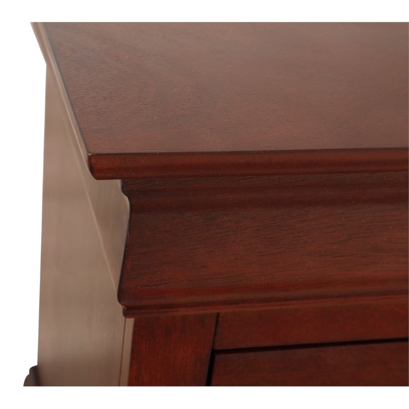 Maklaine Contemporary 2 Drawer Nightstand in Cherry - Fully Assembled