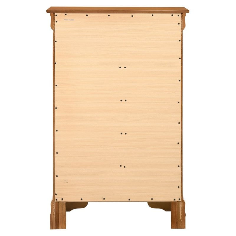 Maklaine Contemporary Dovetailed 5-Drawers Bedroom Chest in Oak