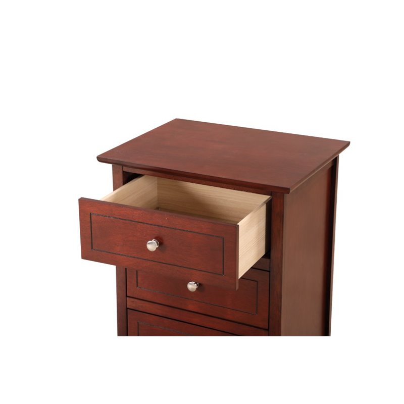 Maklaine Contemporary 3 Drawer Nightstand in Cherry - Fully Assembled