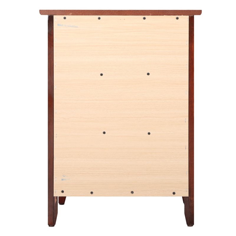 Maklaine Contemporary 3 Drawer Nightstand in Cherry - Fully Assembled