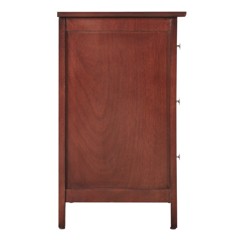 Maklaine Contemporary 3 Drawer Nightstand in Cherry - Fully Assembled