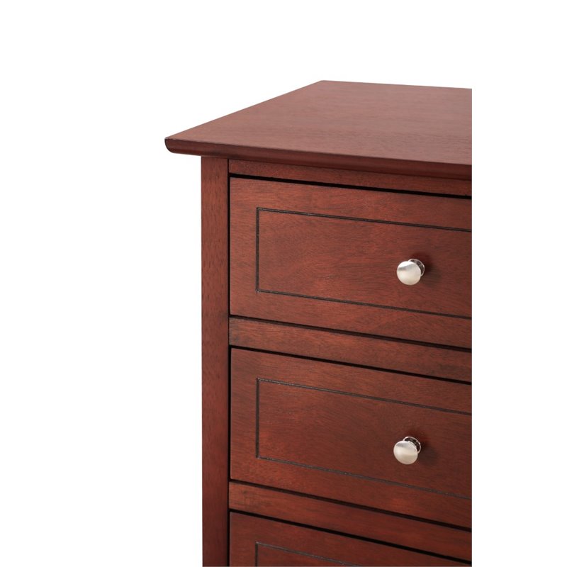 Maklaine Contemporary 3 Drawer Nightstand in Cherry - Fully Assembled