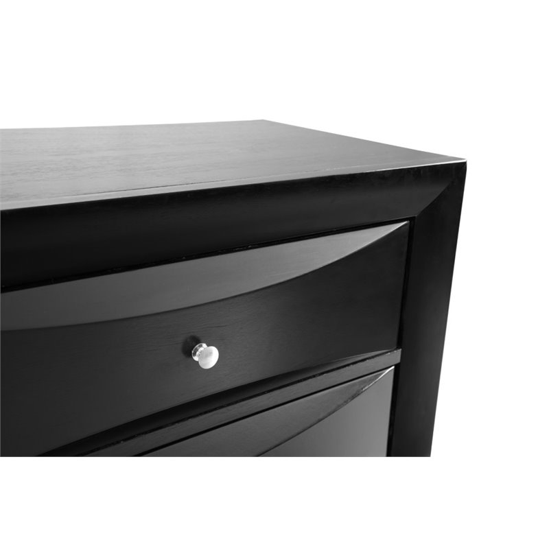 Maklaine Contemporary 5 Dovetailed Drawers Chest in Black - Fully Assembled