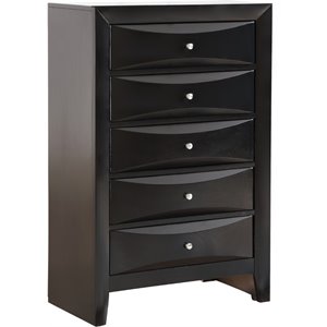 Maklaine Contemporary 5 Dovetailed Drawers Chest in Black - Fully Assembled