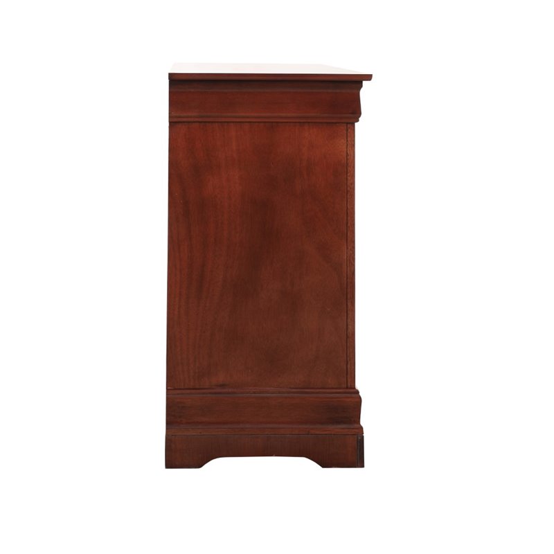 Maklaine Contemporary 6 Dovetailed Drawers Dresser in Cherry