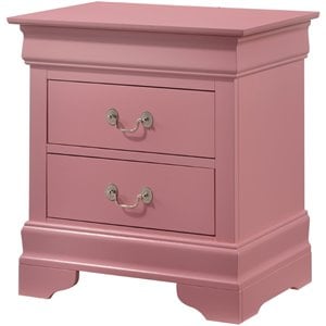 Maklaine Modern / Contemporary 2 Drawer Nightstand in Pink Finish