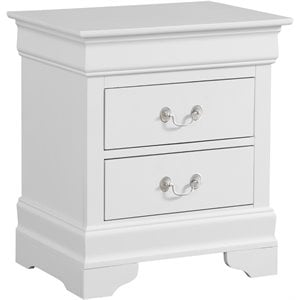 Maklaine Modern / Contemporary 2 Drawer Nightstand in White Finish