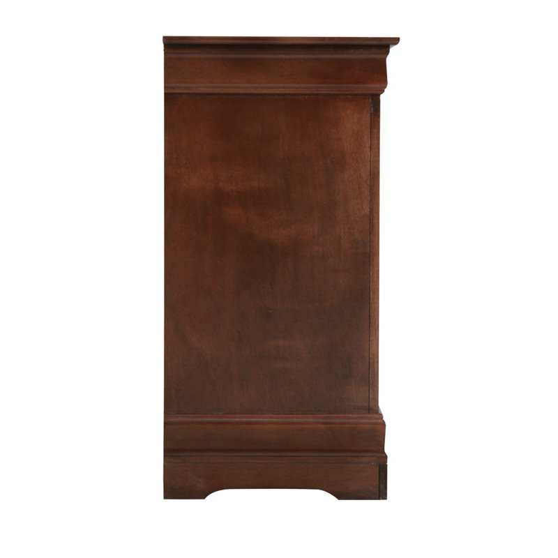 Maklaine Wood Veneers TV Stand in Cappuccino with Dovetailed Drawers