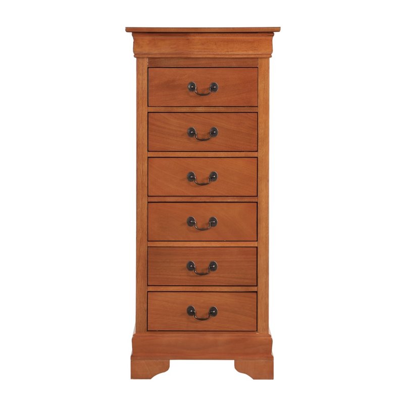 Maklaine Contemporary Wood Veneers 7 Drawer Lingerie Chest in Oak