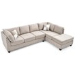 Maklaine Modern / Contemporary Microsuede Sectional in Vanilla