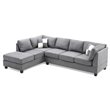 Maklaine Modern / Contemporary Microsuede Sectional in Gray Finish